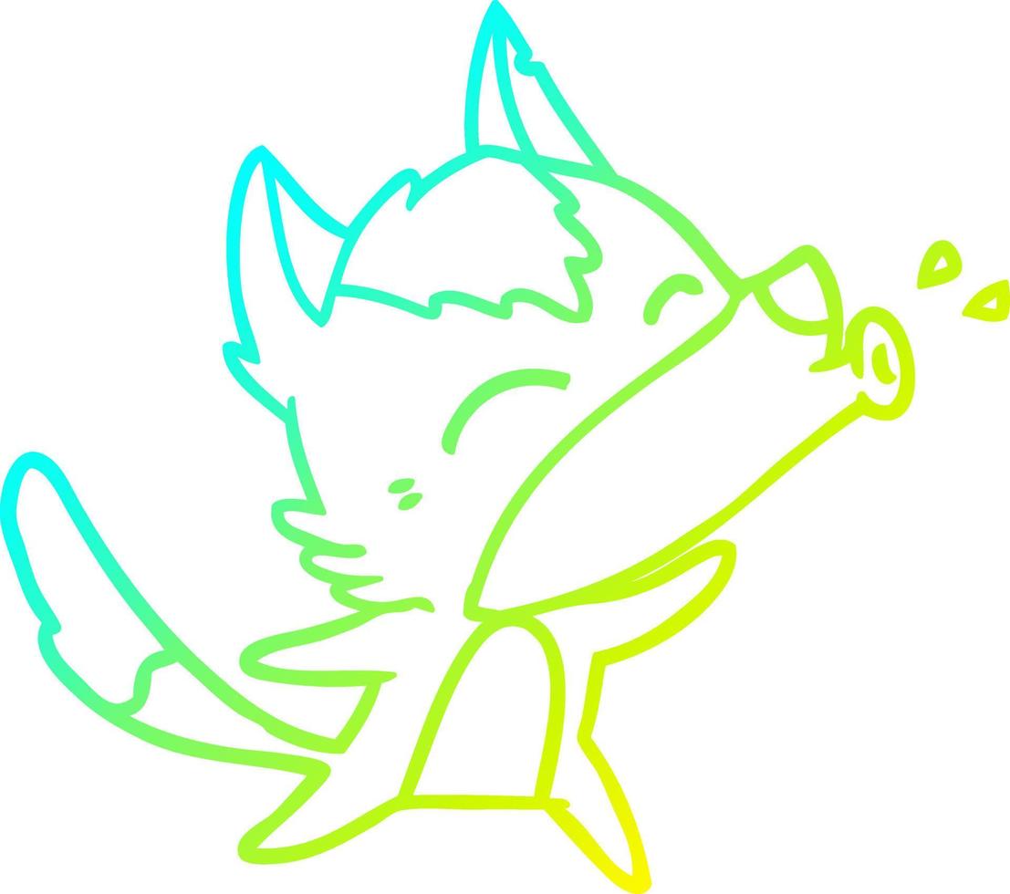 cold gradient line drawing howling wolf cartoon vector