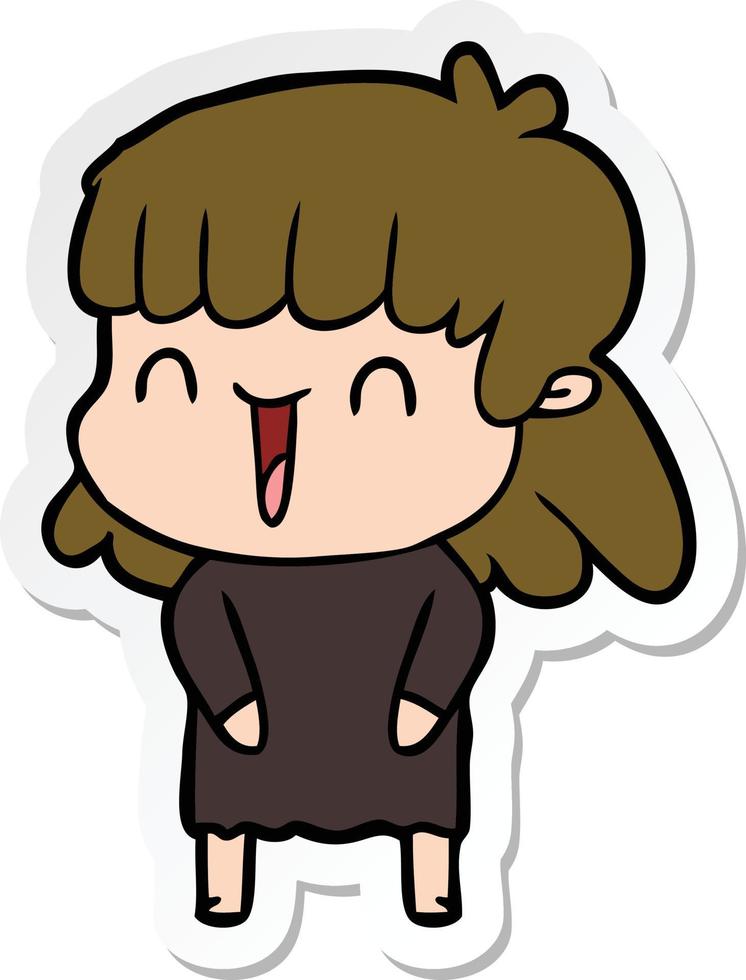 sticker of a cartoon woman vector