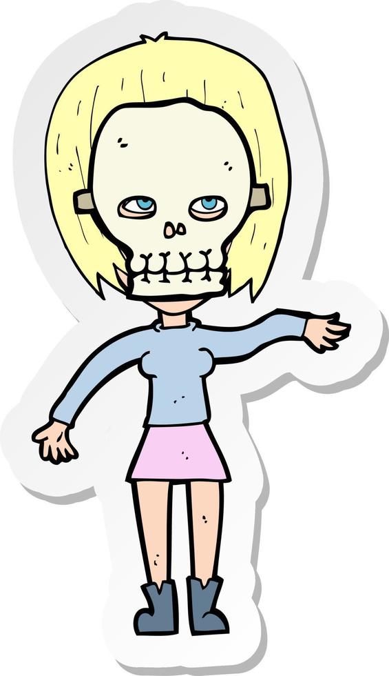 sticker of a girl wearing skull mask vector