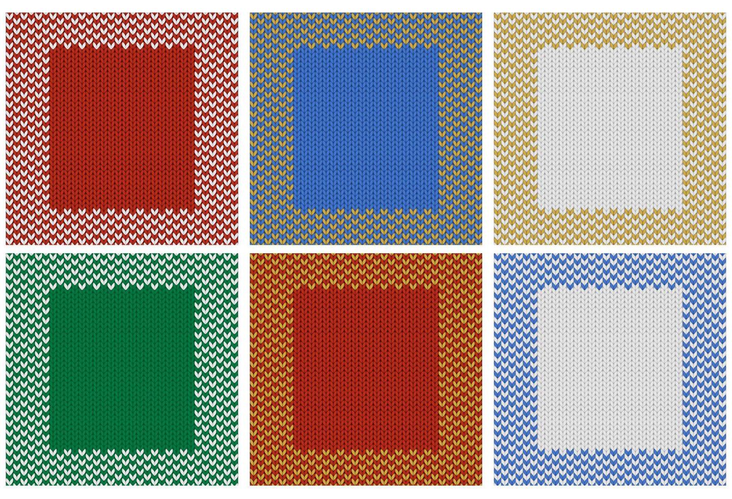 Christmas knit frame with fairisle ornament. Merry Xmas vector design of sweater texture for flyer or poster. Creative greeting card in square shape for print.