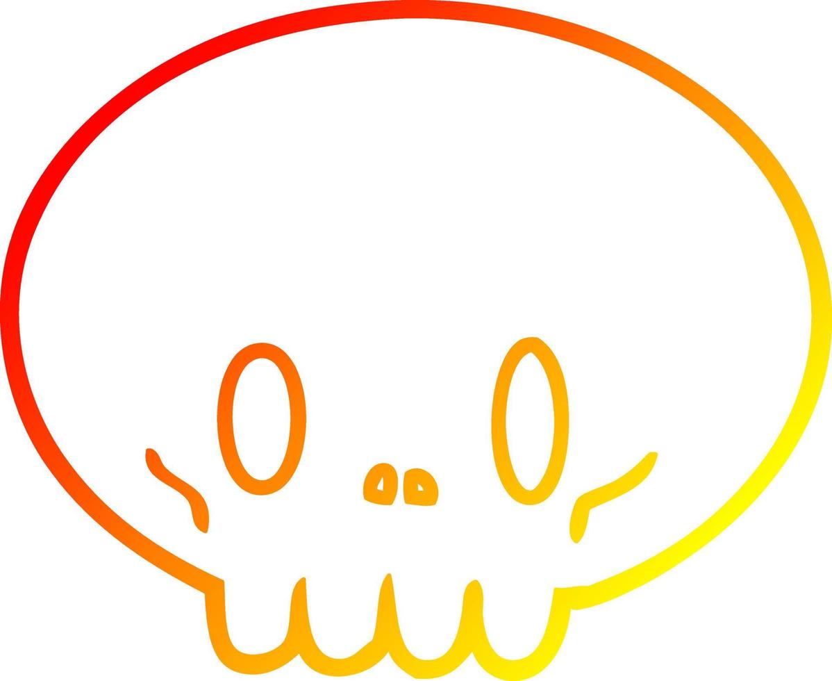 warm gradient line drawing cartoon skull vector