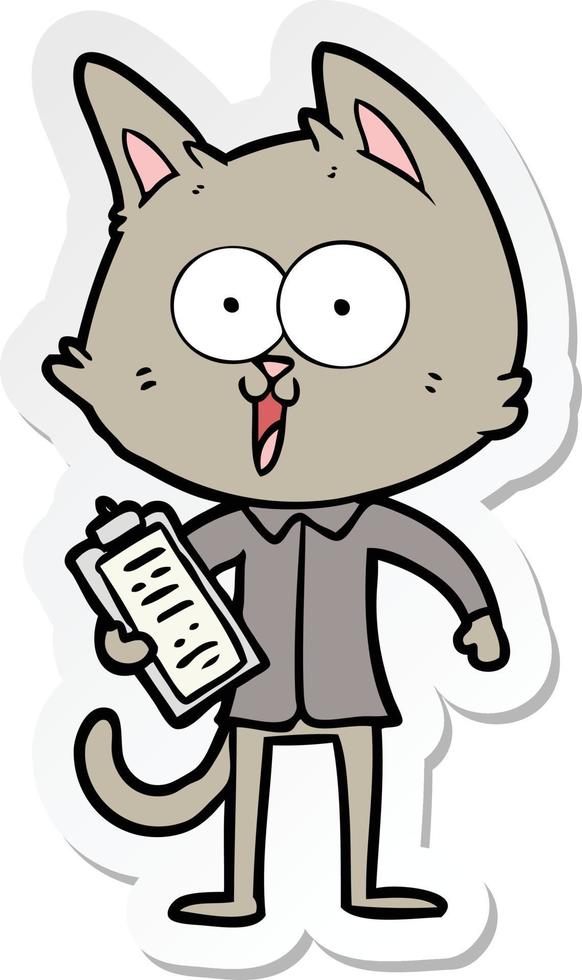 sticker of a funny cartoon cat wearing shirt and tie vector