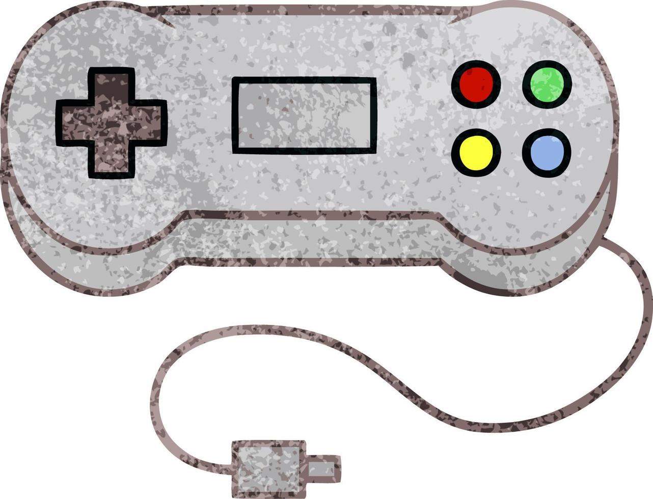 controlador de juego de dibujos animados de textura grunge retro vector