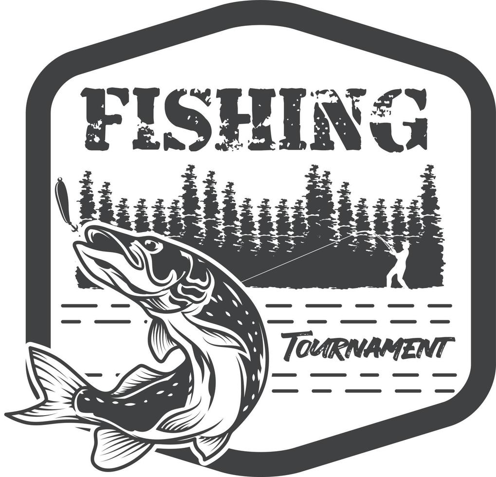 ilustración vectorial logo símbolo torneo de pesca aislado sobre fondo blanco vector