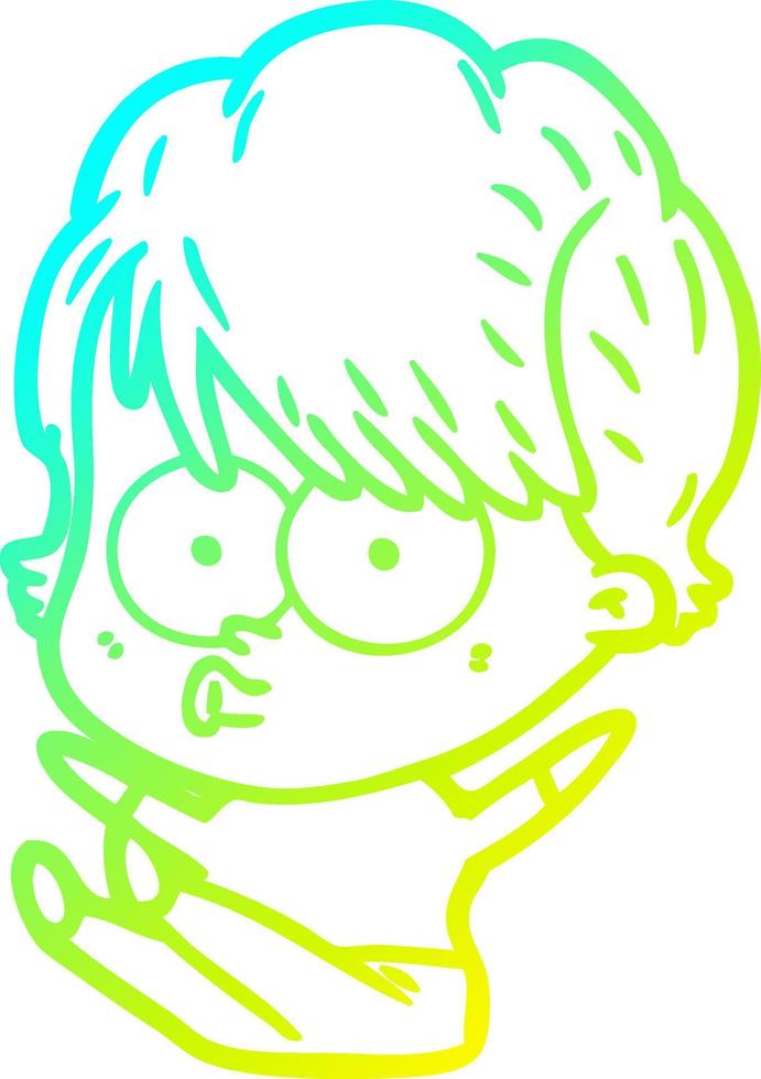 cold gradient line drawing cartoon woman vector
