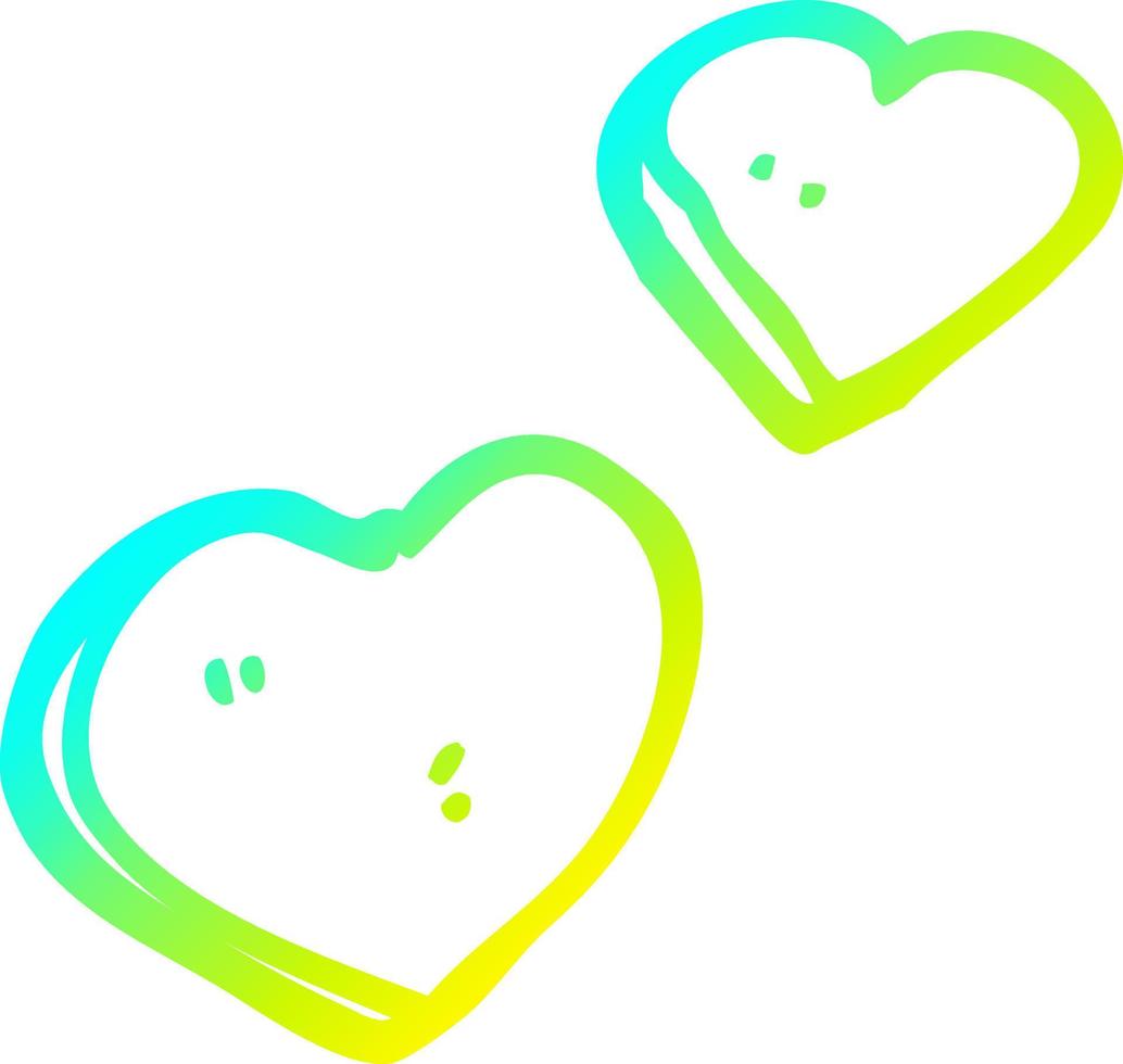 cold gradient line drawing cartoon love hearts vector