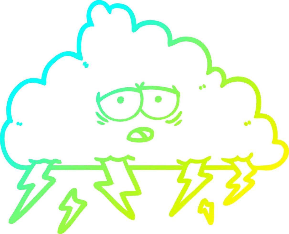 cold gradient line drawing cartoon storm cloud vector