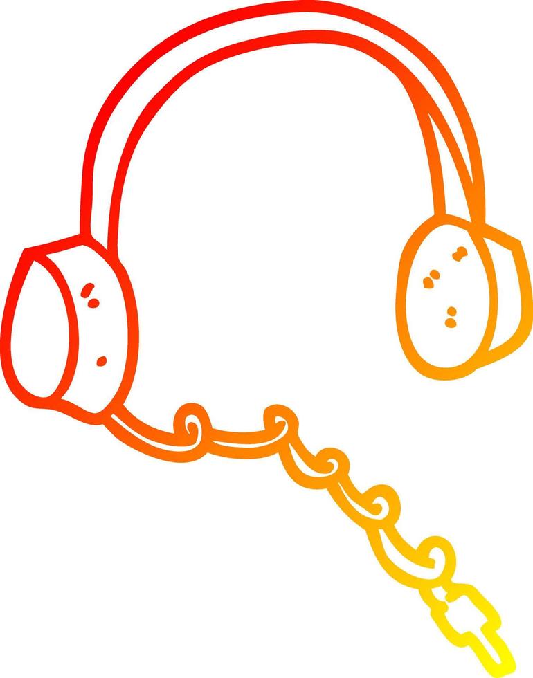 warm gradient line drawing cartoon headphones vector