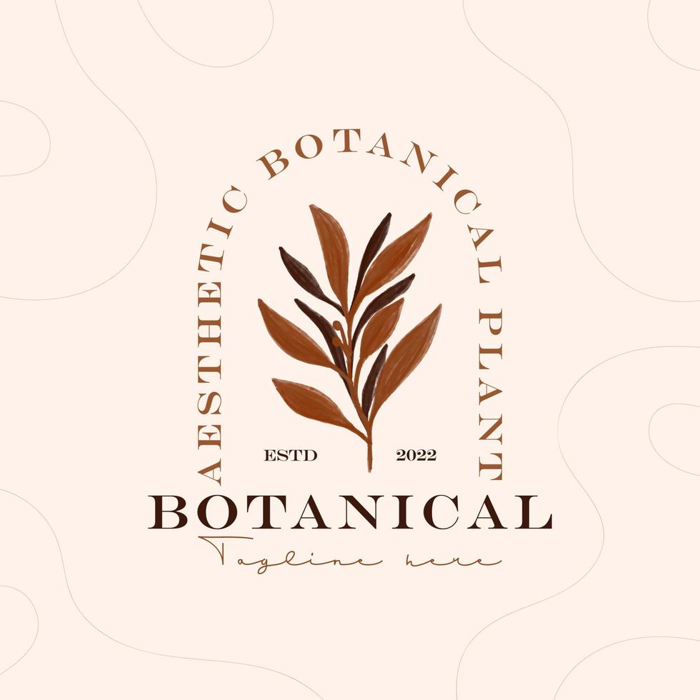 plantilla de logotipo de hojas de plantas de flores estéticas vector