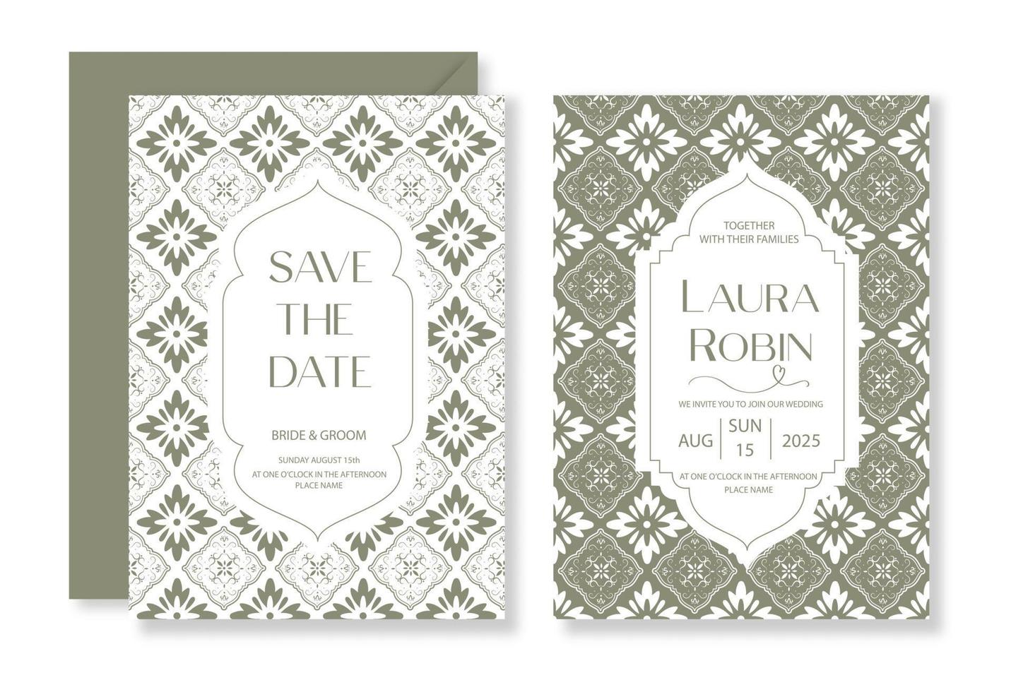 Elegant Persian Mosaic Arch Islamic Arabian Islamic Muslim Wedding Invitation template. vector