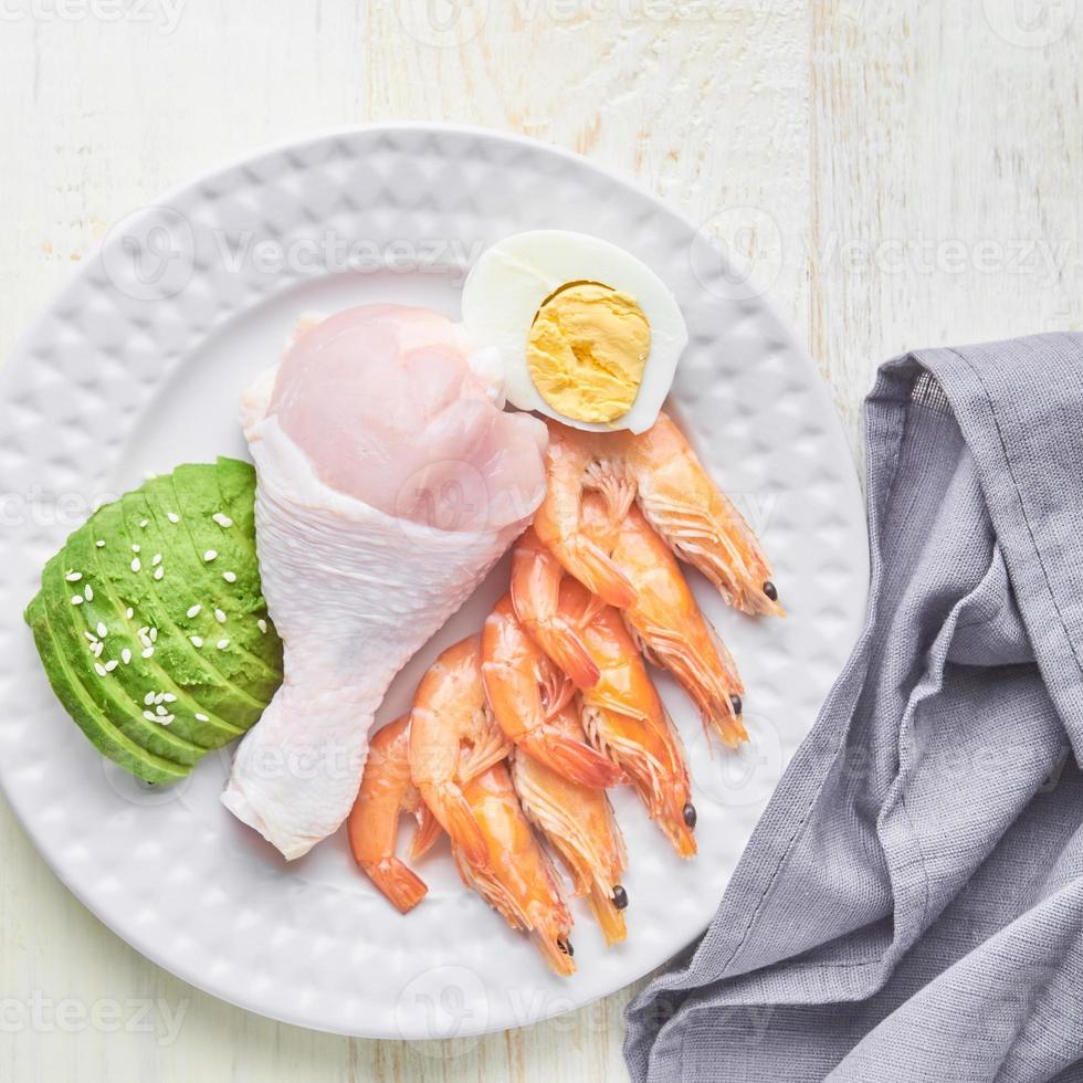 Keto diet ingredients. Healthy background. Ketogenic protein food concept. photo