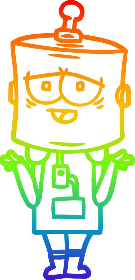 rainbow gradient line drawing cartoon robot vector