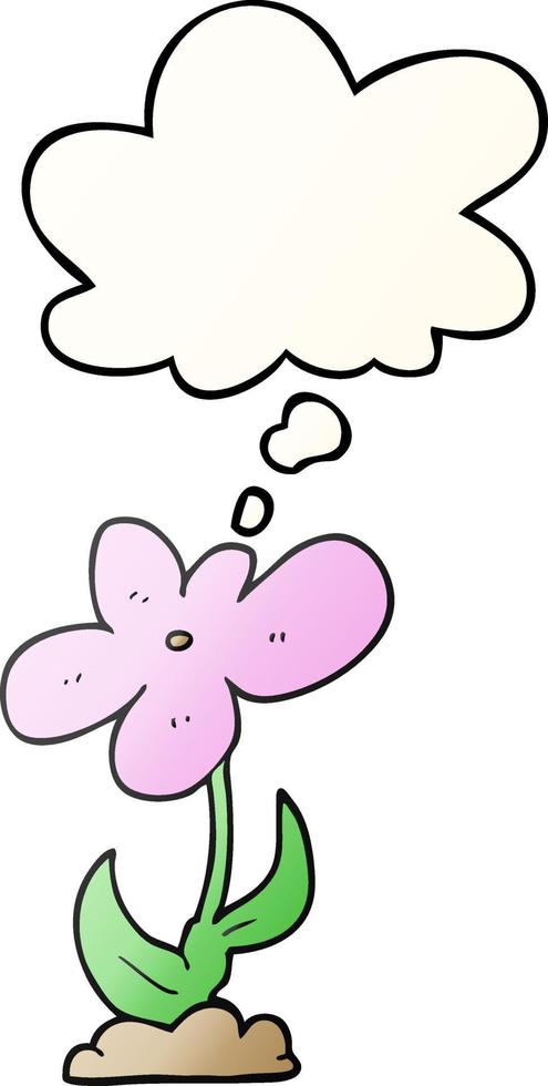 cartoon flower and thought bubble in smooth gradient style vector