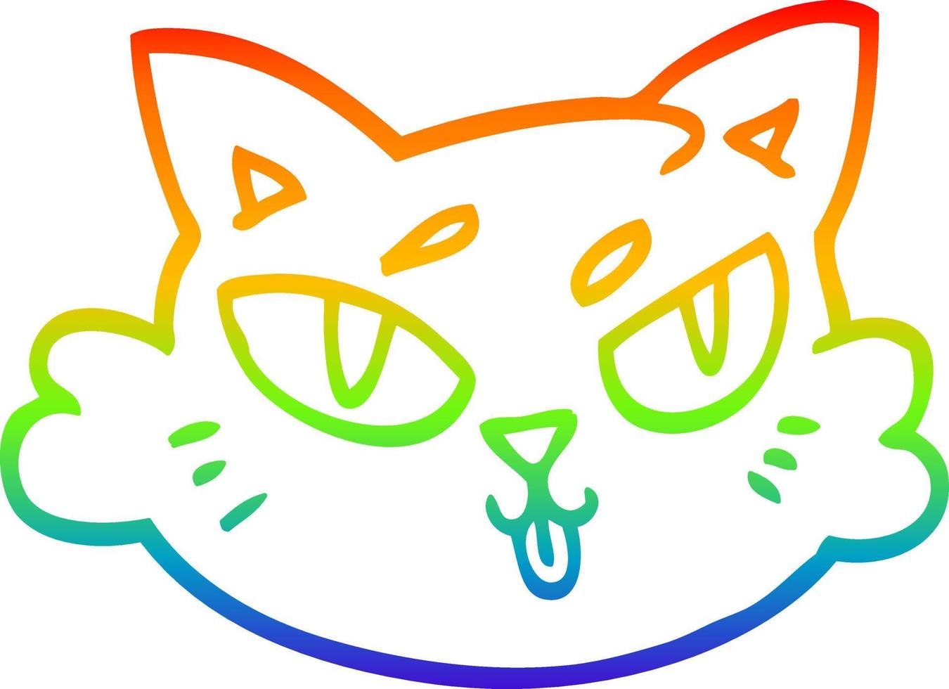 rainbow gradient line drawing cartoon cats face vector