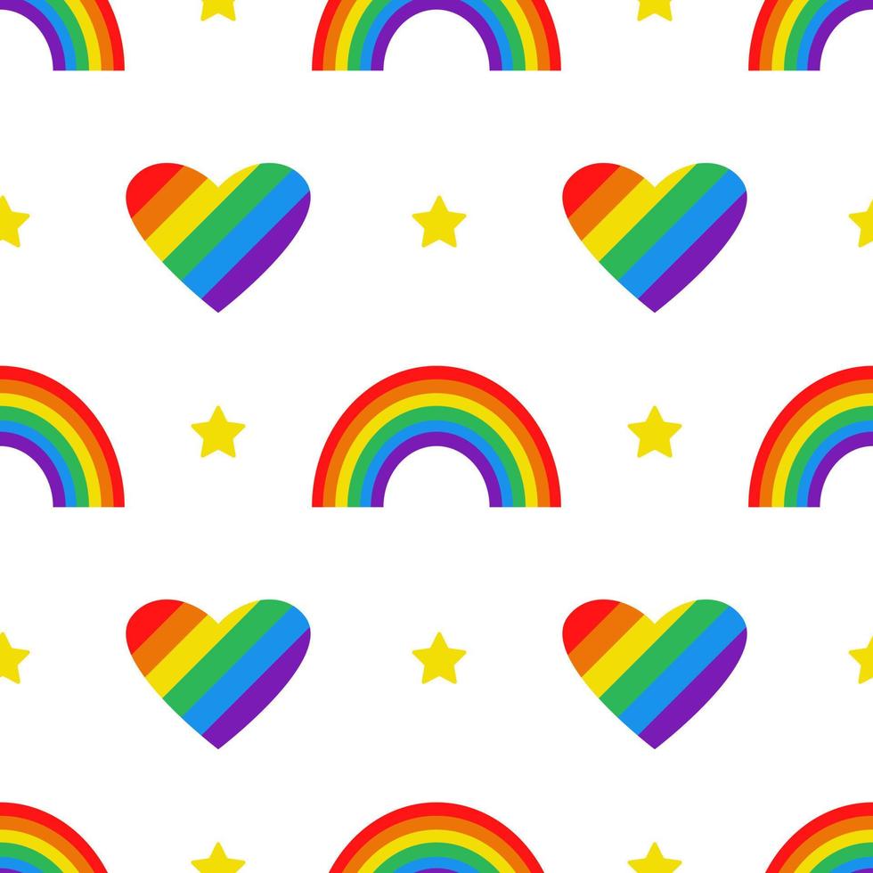 LGBT seamless pattern. Vector LGBT pattern with pride elements. Heart and rainbow. Colorful.