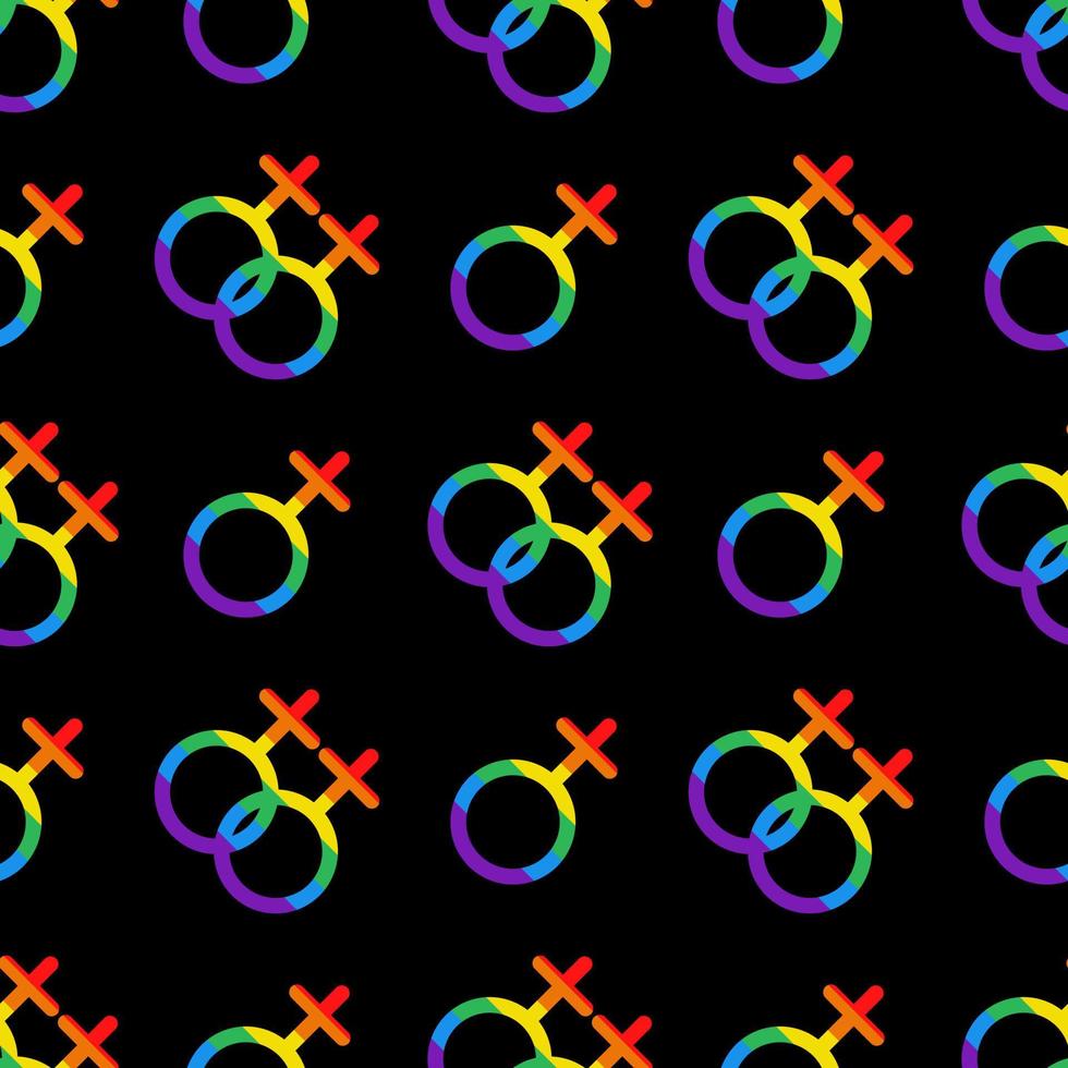 Vector seamless pattern with LGBT female symbols. Venus signs in rainbow colors. Pride month. LGBTQ pattern.