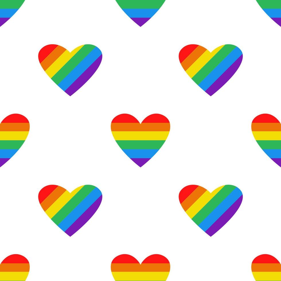 Vector LGBT pattern with pride hearts. Hearts in rainbow color. Seamless pattern. Pride month. LGBTQ.