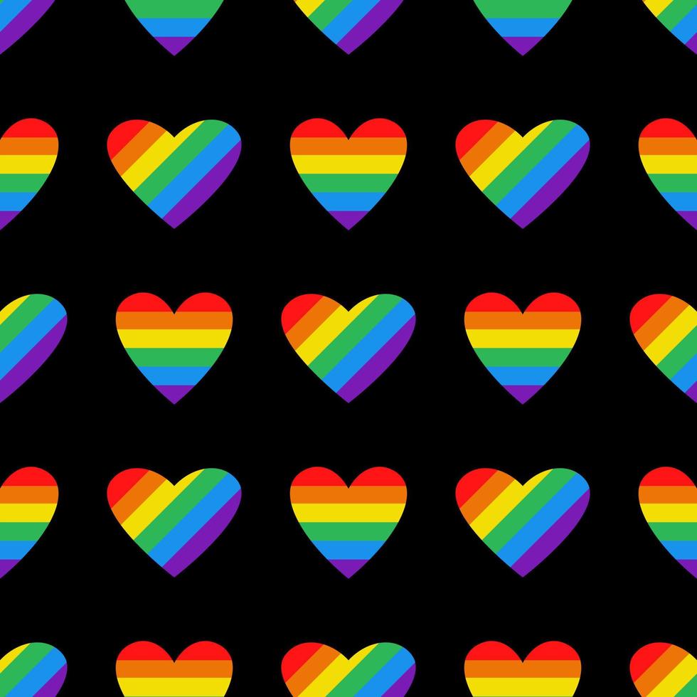 vector patrón lgbt vectorial con corazones de orgullo. corazones en color del arco iris. patrón sin costuras mes del orgullo lgbtq.