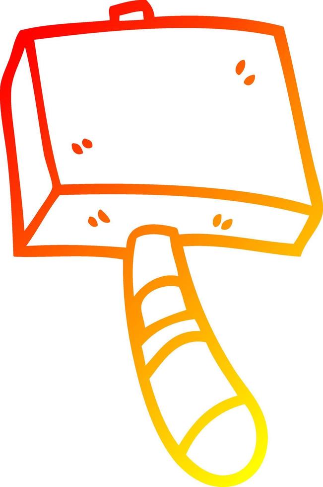 warm gradient line drawing cartoon wood hammer vector