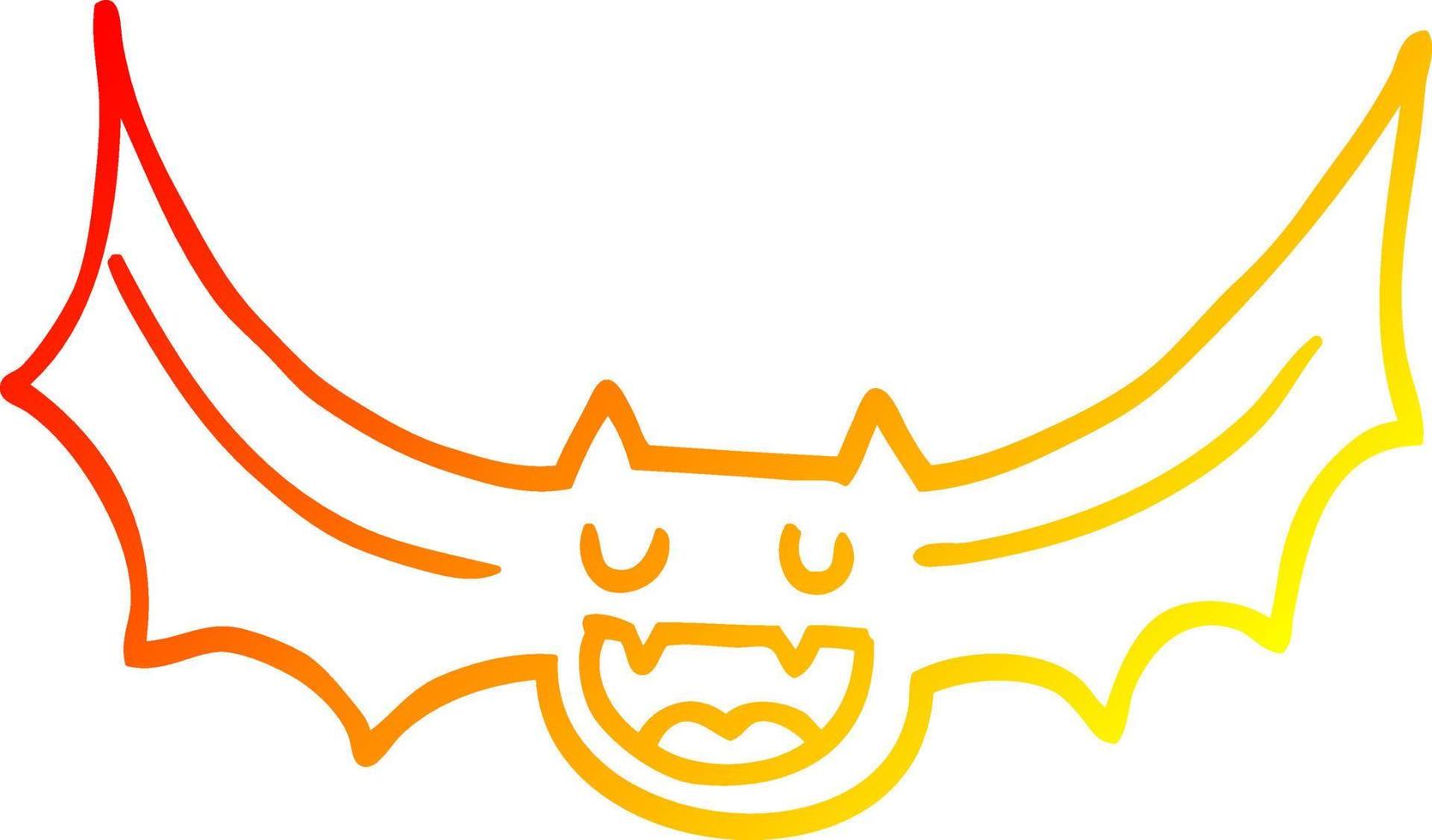 warm gradient line drawing cartoon bat vector