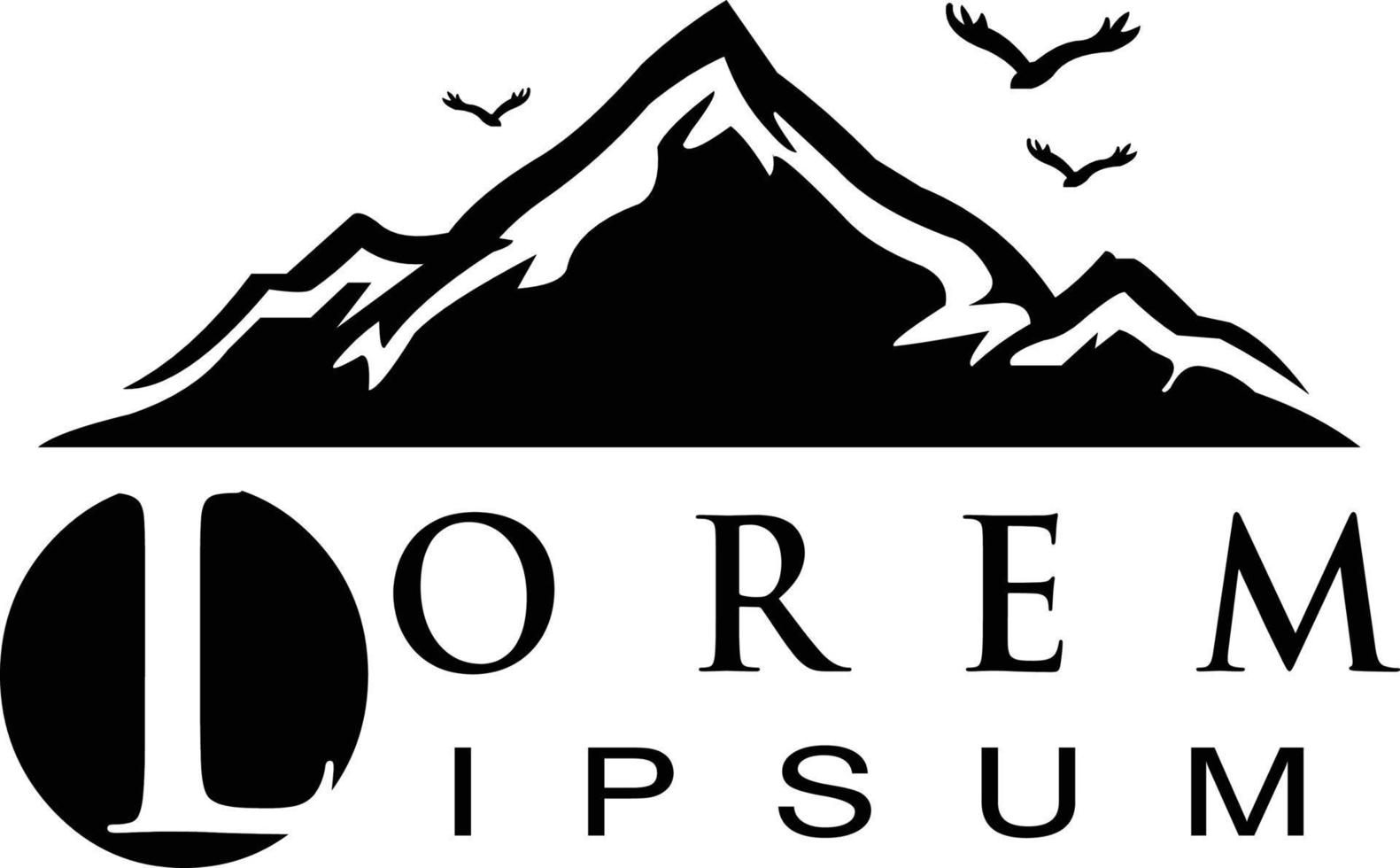 logotipo de montaña en blanco y negro con tres pájaros que puede usar según sea necesario vector