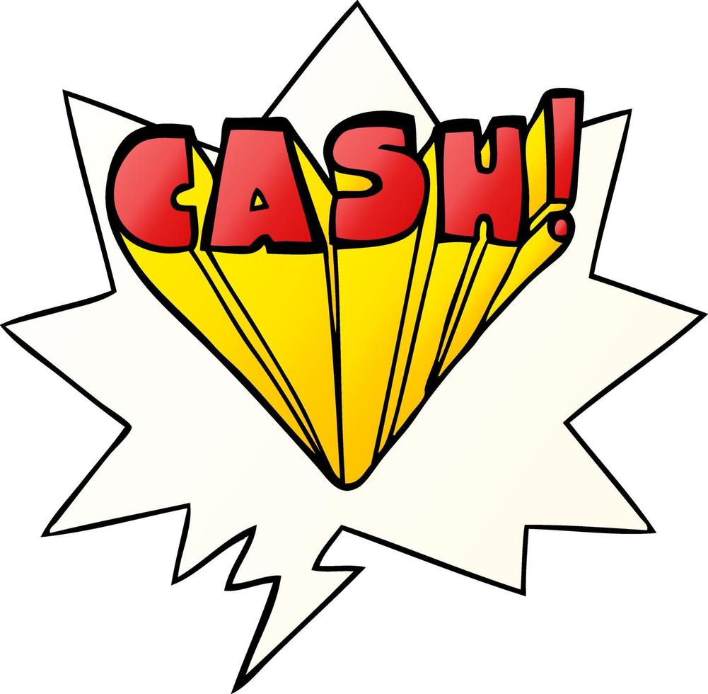 cartoon word cash and speech bubble in smooth gradient style vector