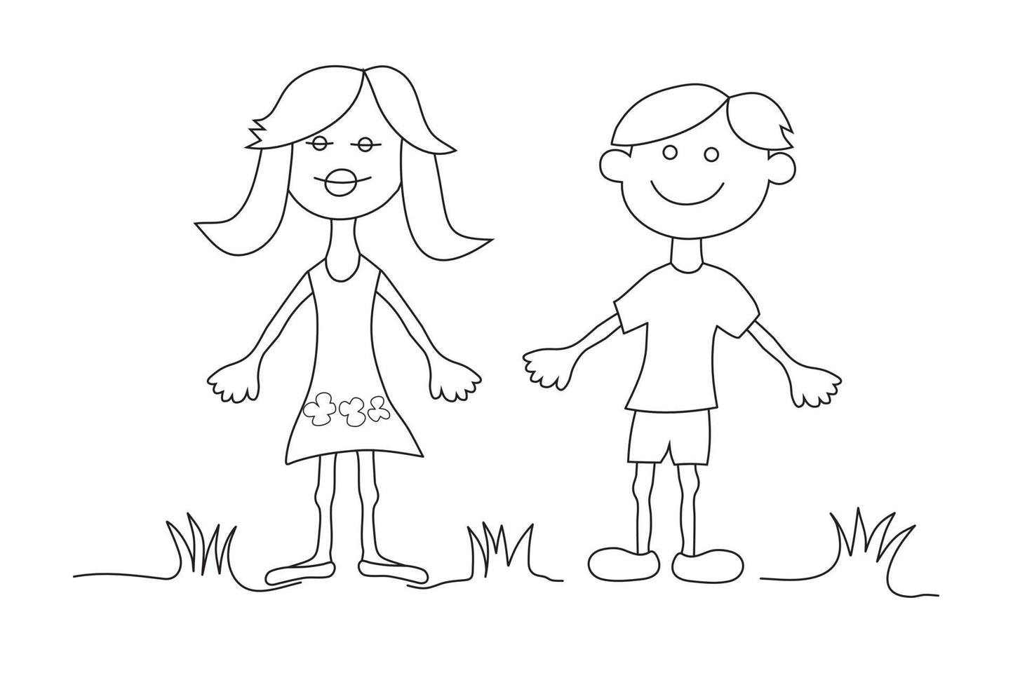 Girl and boy coloring book for children vector