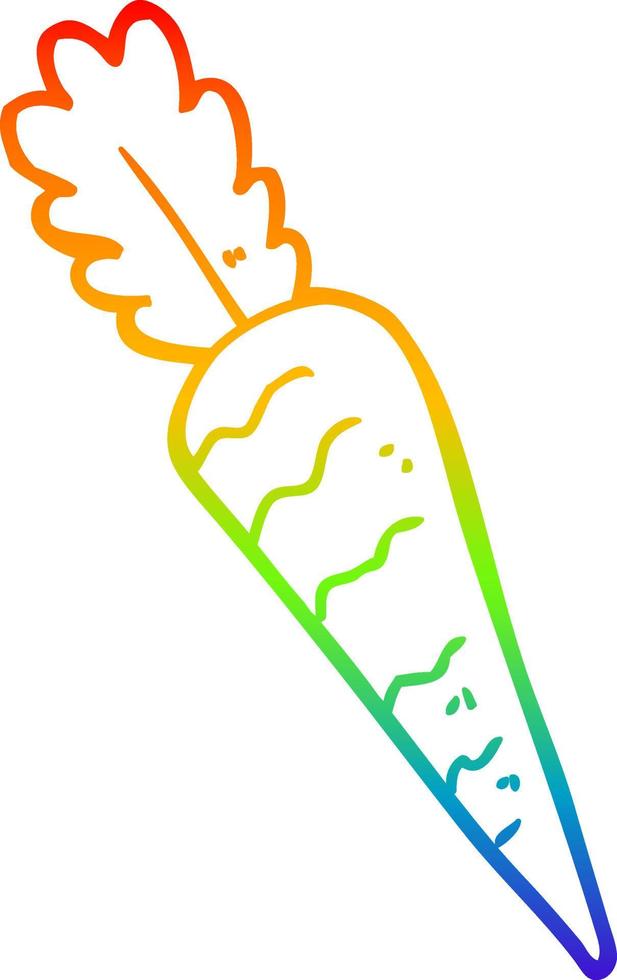 rainbow gradient line drawing cartoon carrot vector