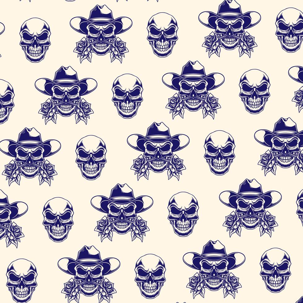 Cowboy skull vector pattern design for wallpaper decor