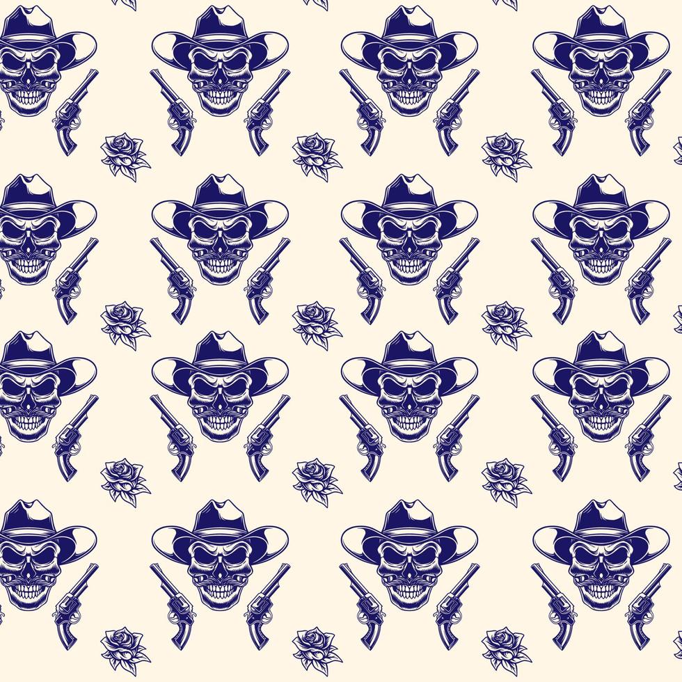 Cowboy skull vector pattern design for wallpaper decor