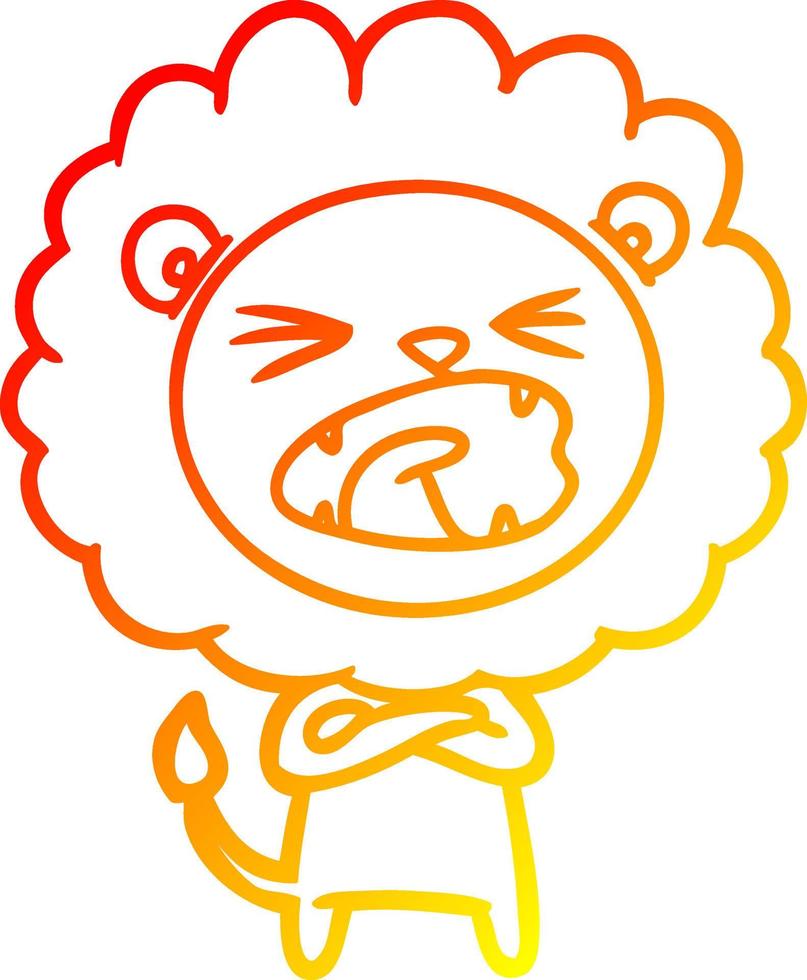 warm gradient line drawing cartoon lion vector