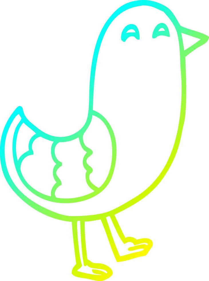 cold gradient line drawing cartoon bluebird vector