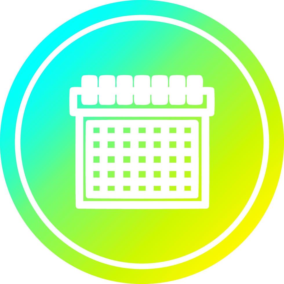 monthly calendar circular in cold gradient spectrum vector