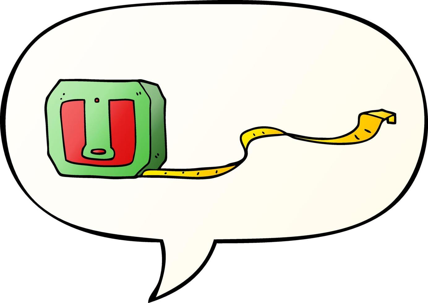 cartoon tape measure and speech bubble in smooth gradient style vector