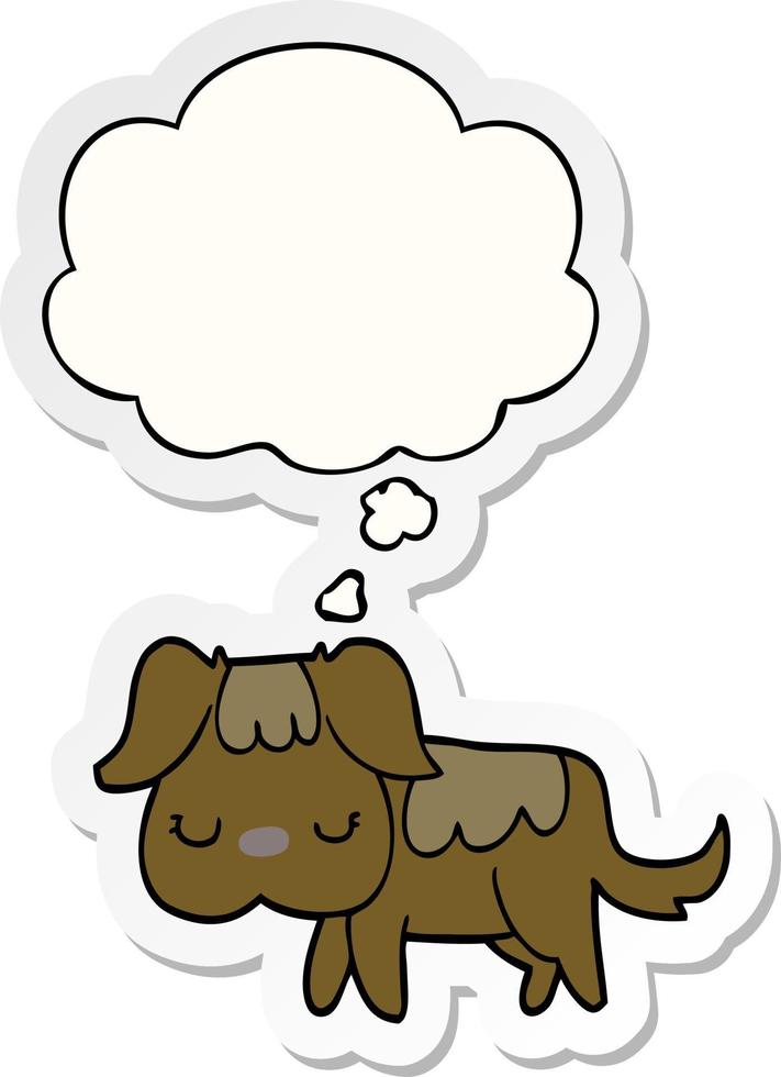 cartoon dog and thought bubble as a printed sticker vector