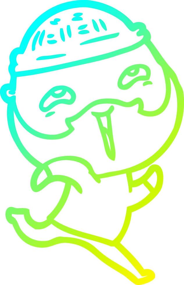 cold gradient line drawing cartoon happy bearded man vector