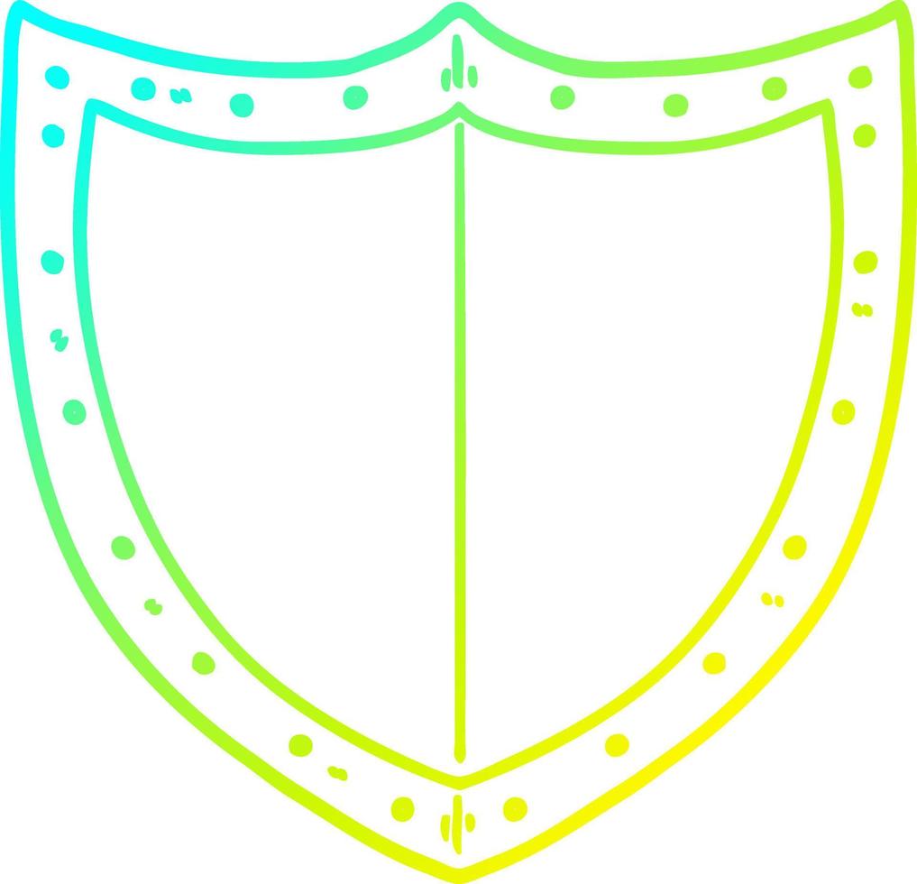 cold gradient line drawing cartoon shield vector
