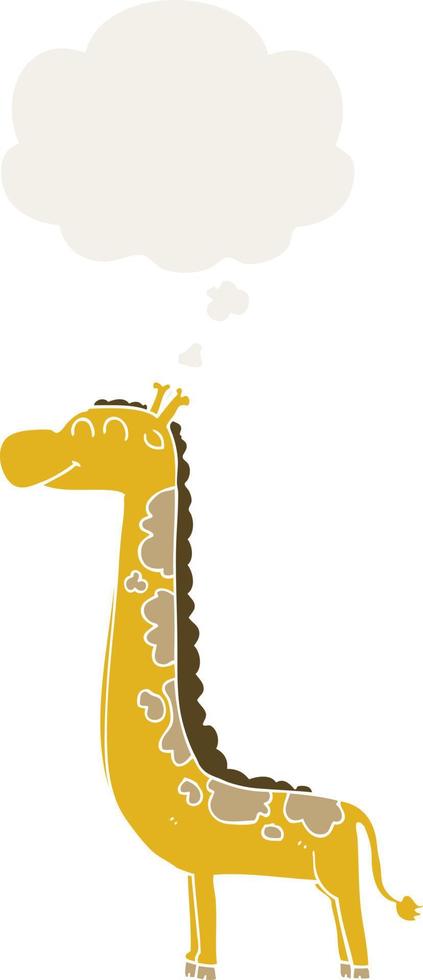 cartoon giraffe and thought bubble in retro style vector