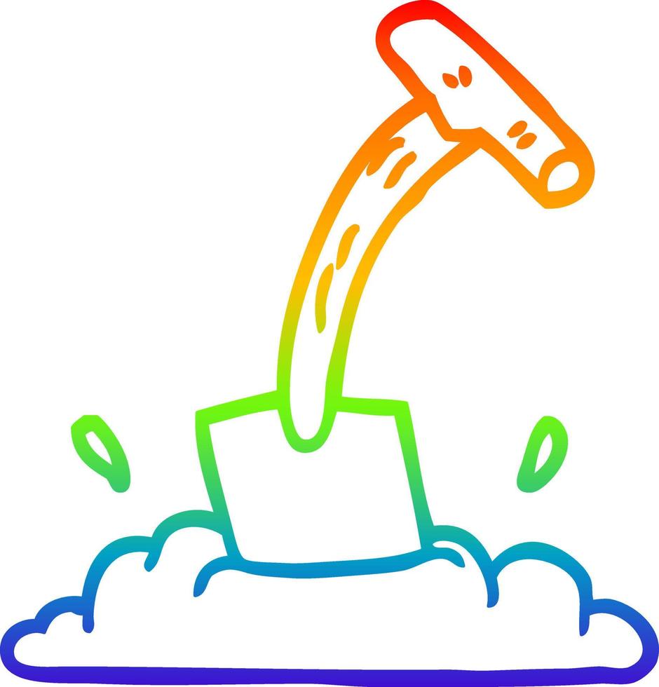 rainbow gradient line drawing cartoon spade vector