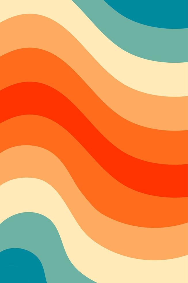 Groovy retro abstract art, 70s-80s aesthetic, background for social media, stories, wallpaper. Pastel summer, sunset waves, line. Vector simple illustration.