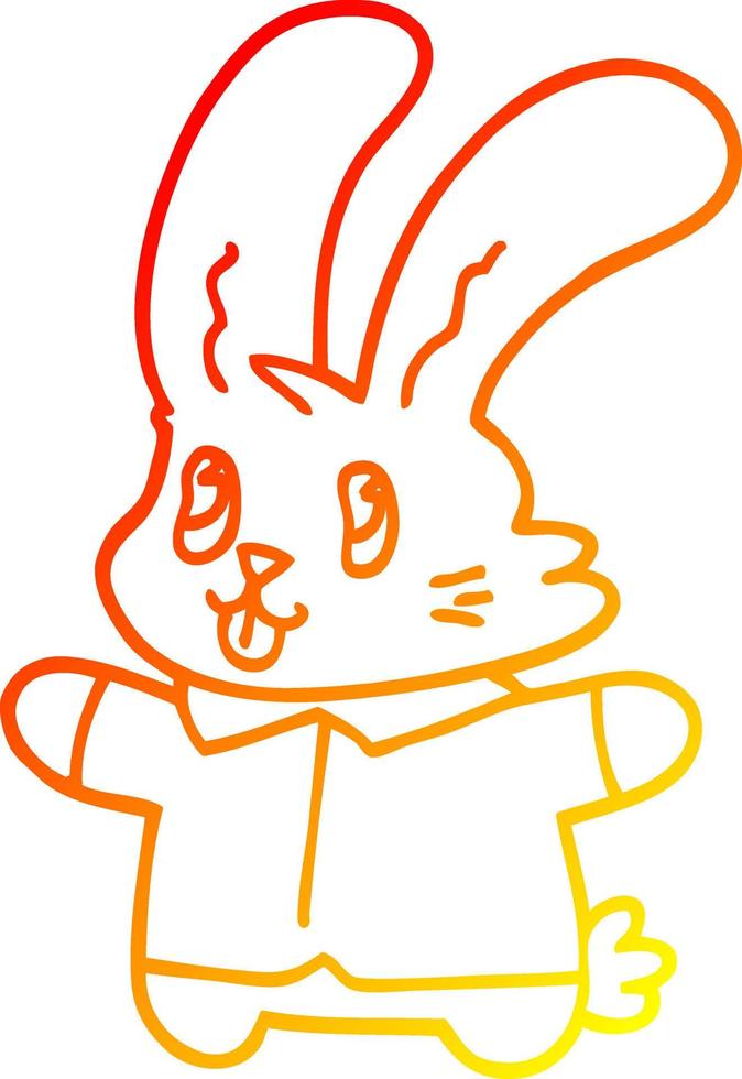 warm gradient line drawing cartoon jolly rabbit vector