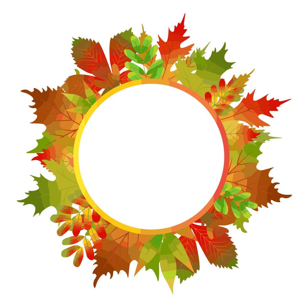 A text frame made of autumn leaves vector