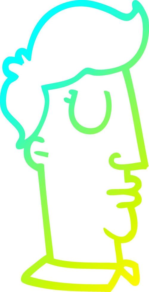 línea de gradiente frío dibujo cabeza humana de dibujos animados vector