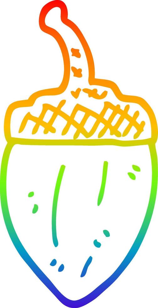 rainbow gradient line drawing cartoon acorn vector