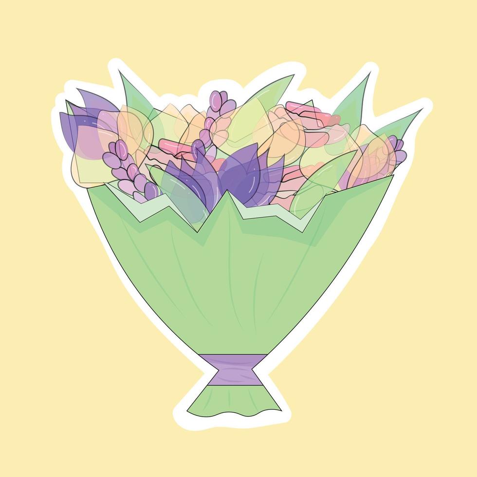 a bouquet of flowers in a wrapper vector