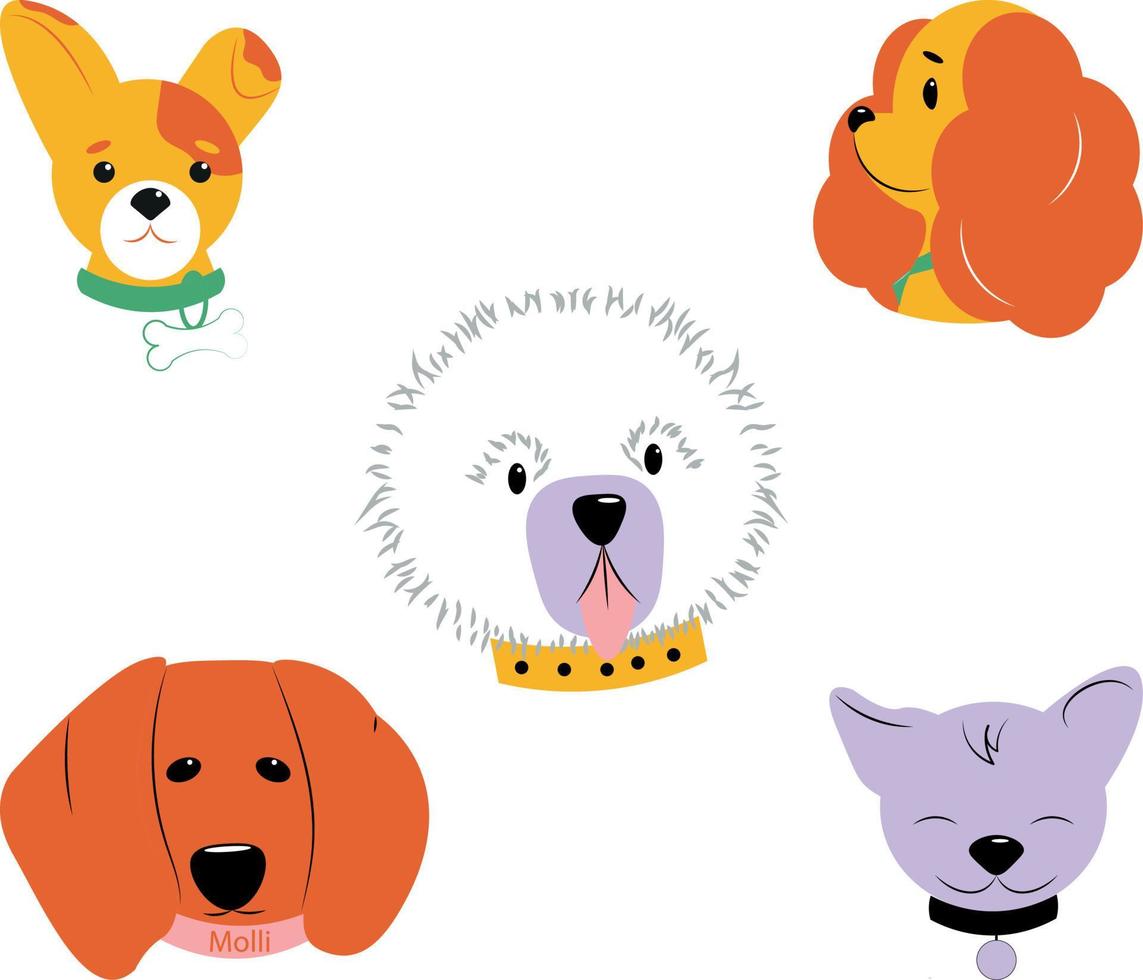 doodle set of cute dog breeds vector