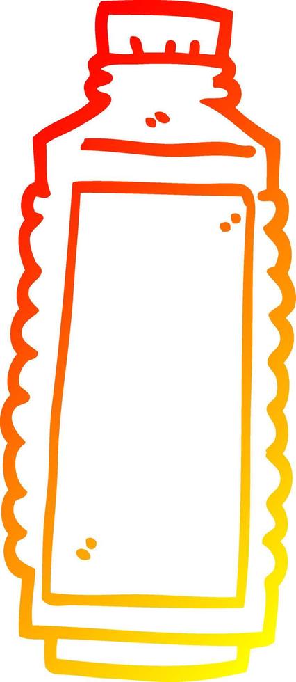 warm gradient line drawing cartoon water bottle vector
