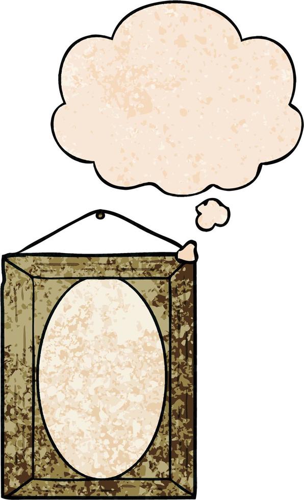picture frame and thought bubble in grunge texture pattern style vector