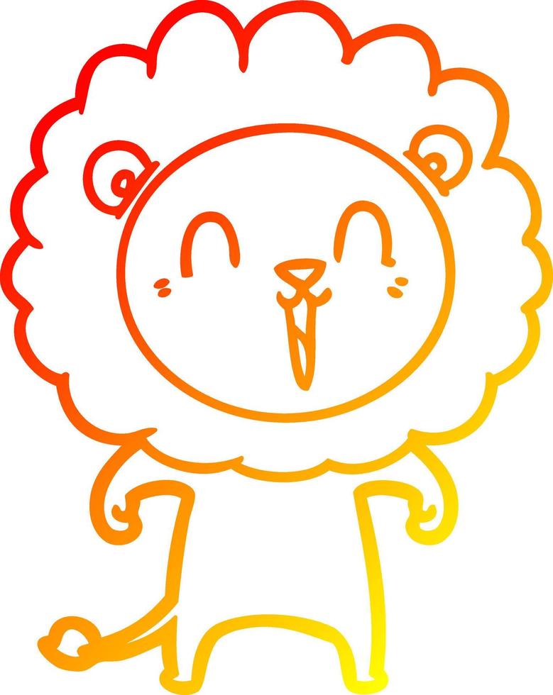 warm gradient line drawing laughing lion cartoon vector