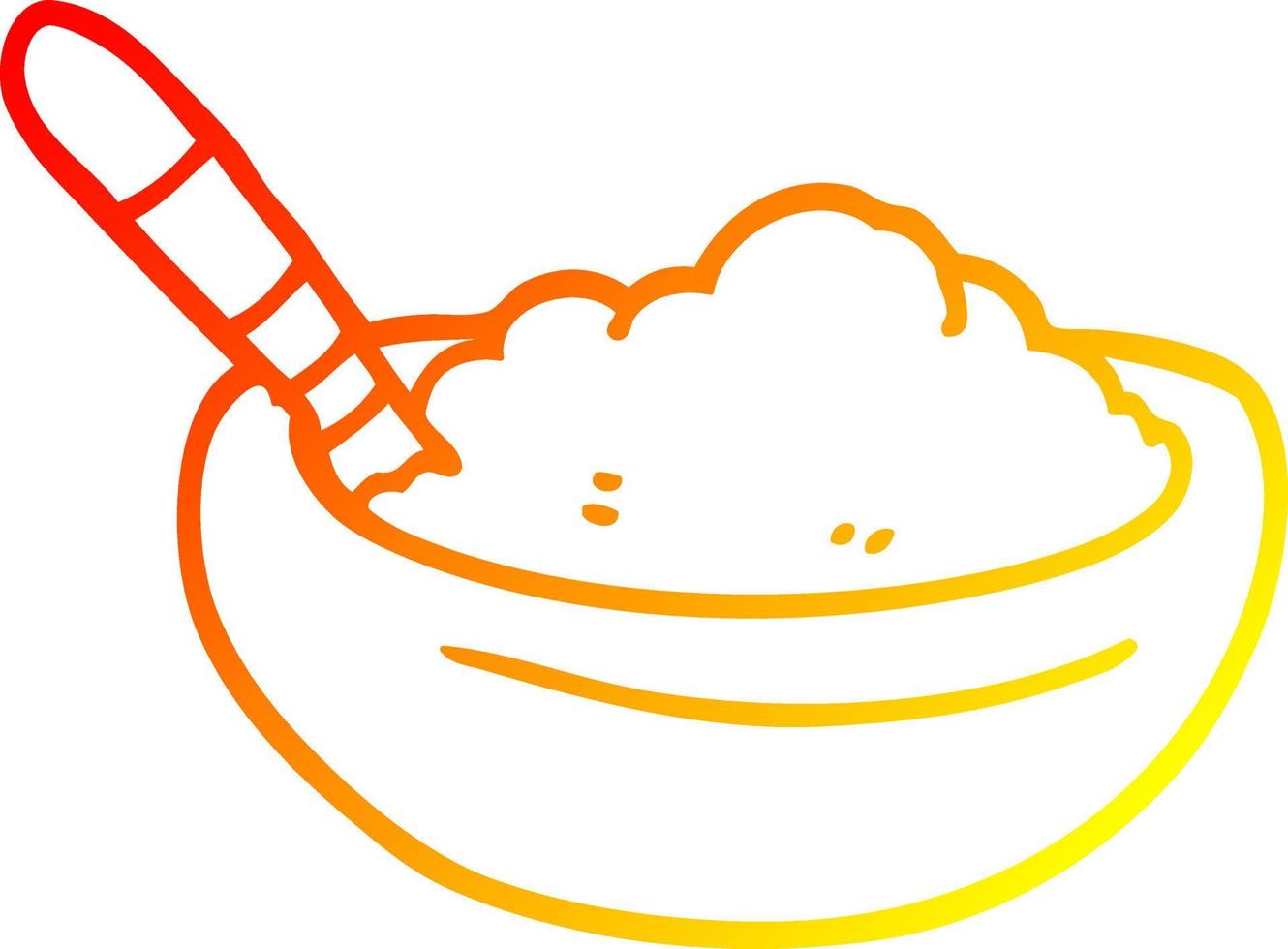 warm gradient line drawing cartoon bowl of polenta vector